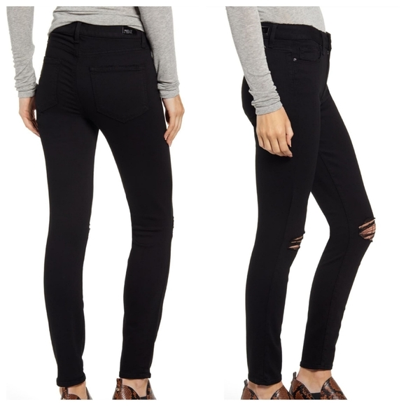 PAIGE Hoxton Ankle Blackbird Destructed Jeans - Picture 2 of 12